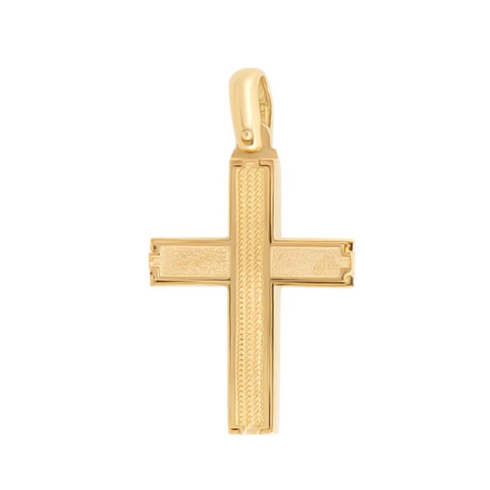 Men's double-sided gold cross 14CT ITD0401