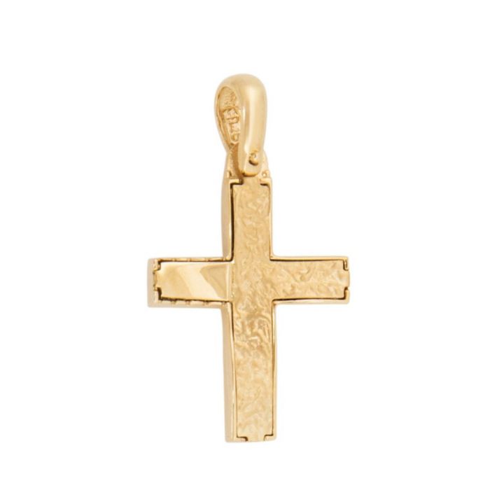Men's double-sided gold cross 14CT ITD0409