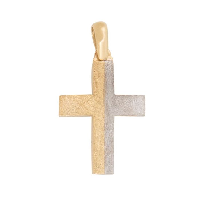 Men's double-sided two-tone gold cross 14CT ITD0419