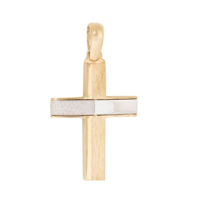Men's double-sided two-tone gold cross 14CT ITD0417