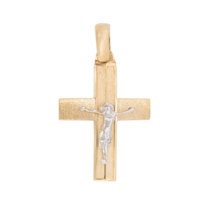 Men's double-sided gold cross 14CT ITD0416