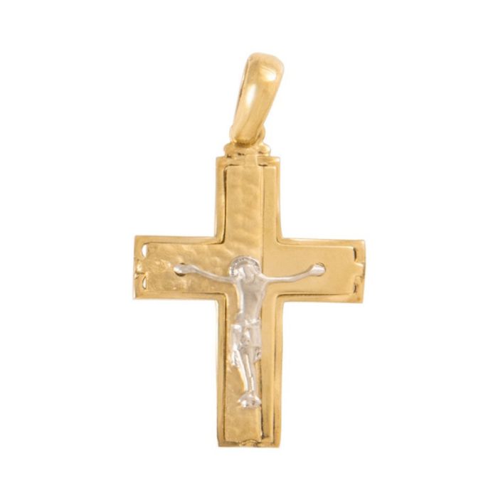 Men's double-sided gold cross 14CT ITD0415