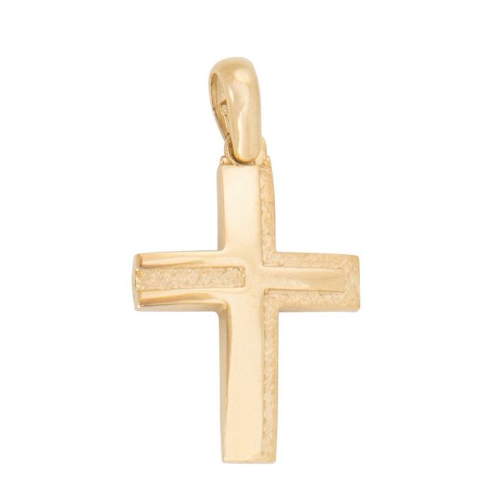 Men's double-sided gold cross 14CT ITD0410