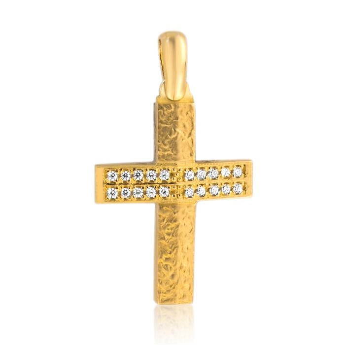 Women's double-sided yellow gold cross 14CT ITD0435