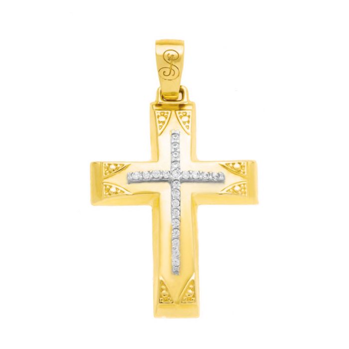 Women's yellow gold cross with zircon 14CT  ITE0092