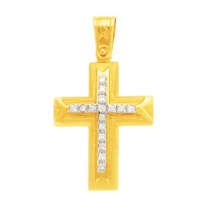 Women's yellow gold cross 14CT ITH0425 