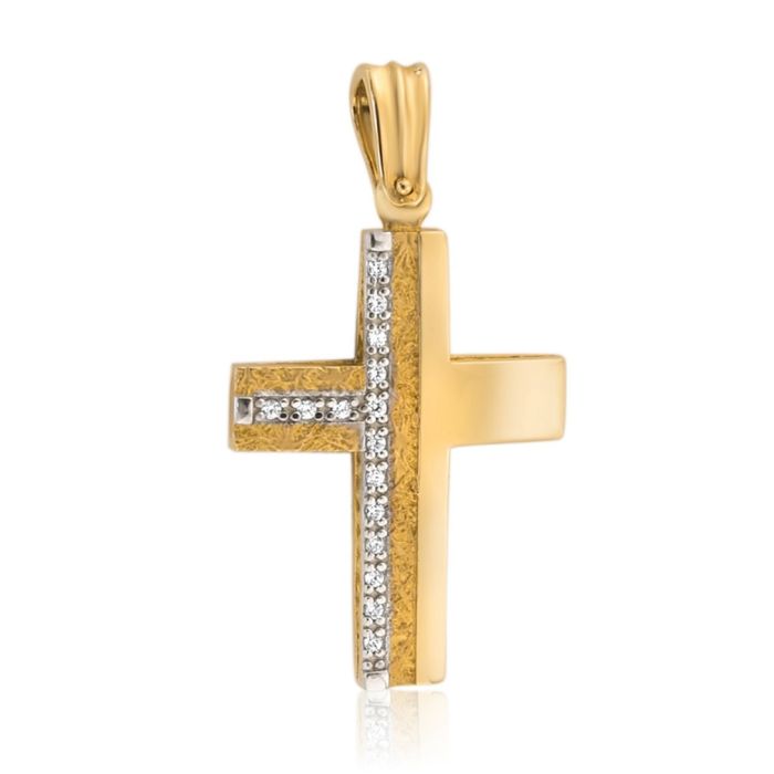 Women's double-sided gold cross 14CT ITH0593