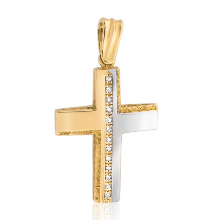 Women's double-sided gold cross 14CT ITH0593