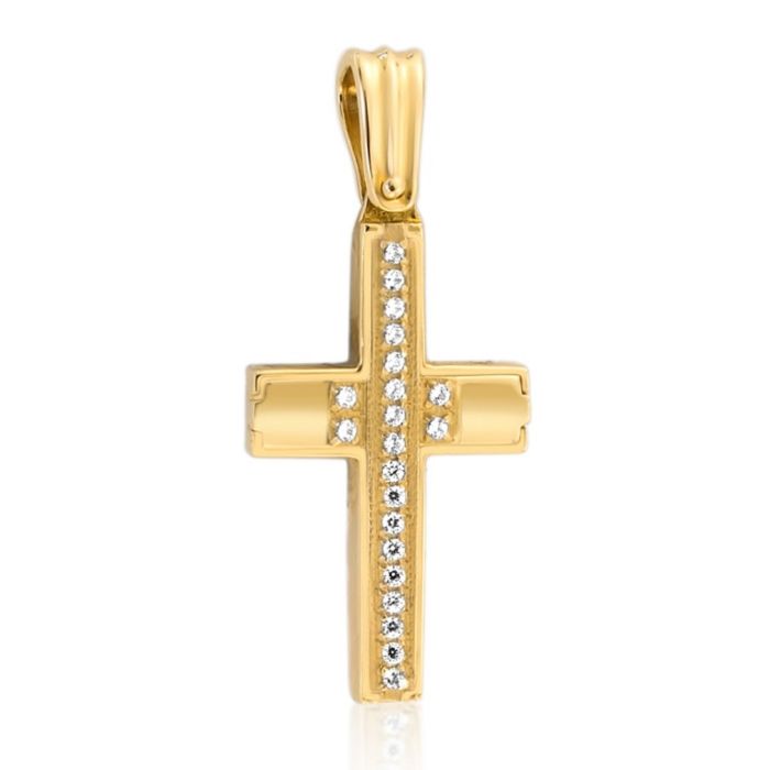 Women's double-sided gold cross 14CT ITH0596