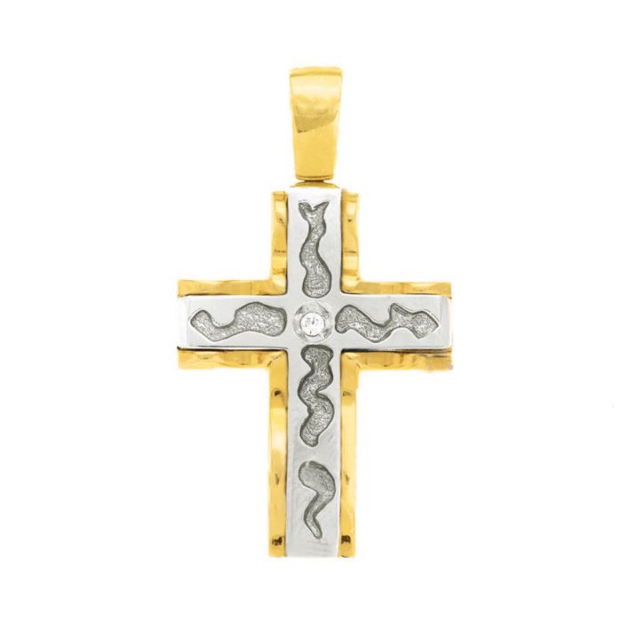 Women's two-tone gold cross with zircon ITJ0065 