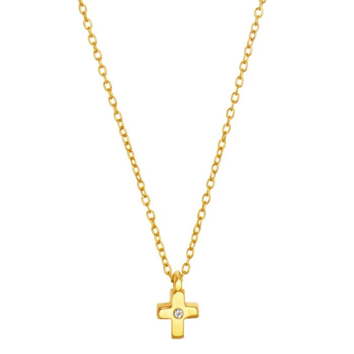 Women's small cross in yellow gold with zircon 9CT HTD0024