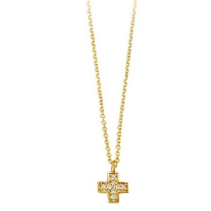 Women's yellow gold necklace with a cross 9CT HTD0006