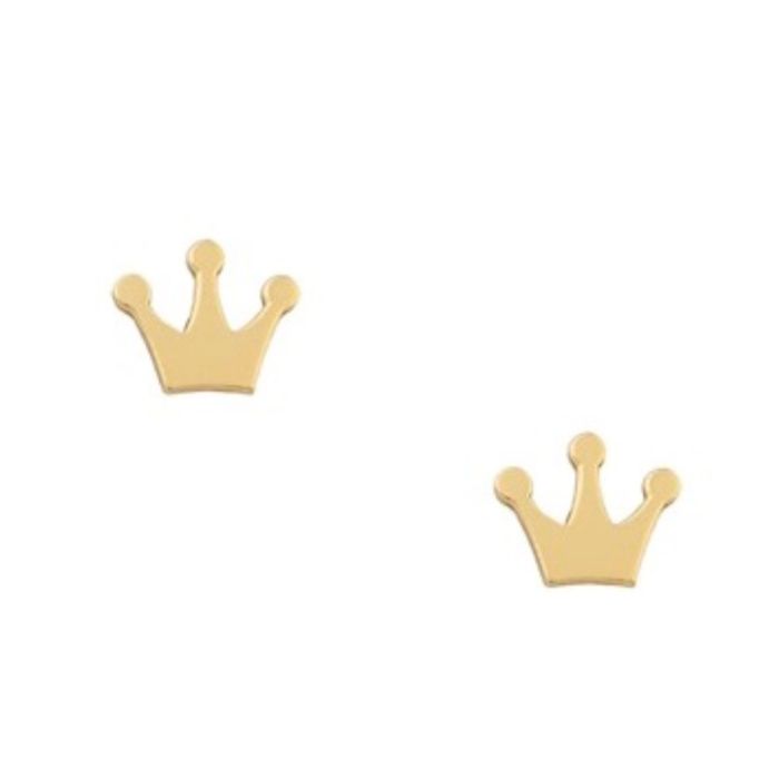 Yellow gold stud earrings with crown 9CT HSE0174