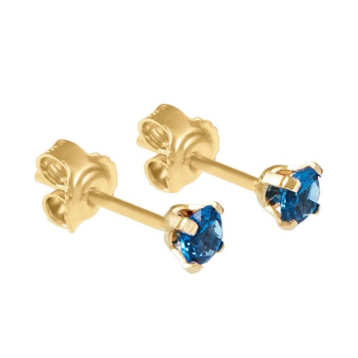 Yellow gold stud earrings with zircon 14CT ISE0138