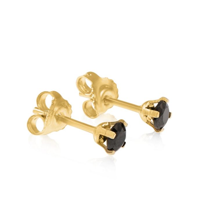 Yellow gold stud earrings with zircon 14CT ISB0139