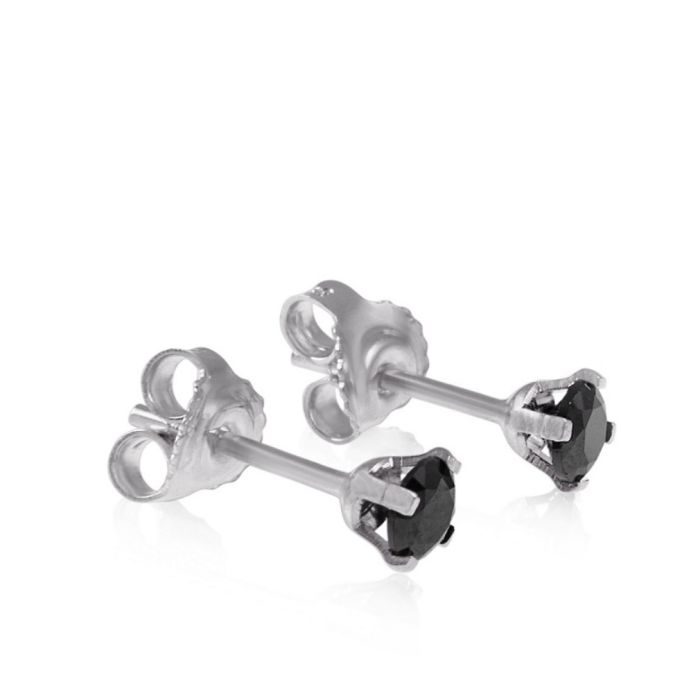 White gold stud earrings 4.00mm with zircon 14CT ISB0136