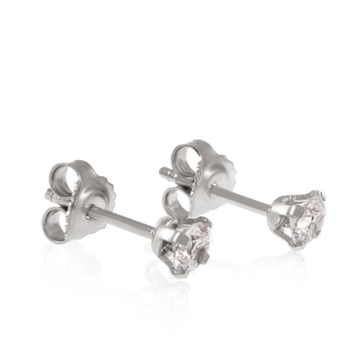 White gold stud earrings with zircon 4.00mm 14CT ISB0135