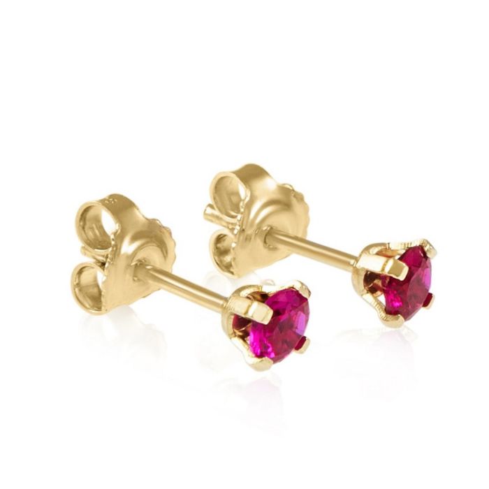 Yellow gold stud earrings with zircon 14CT ISB0138
