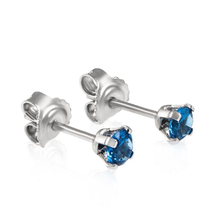 White gold stud earrings with zircon 14CT ISB0140