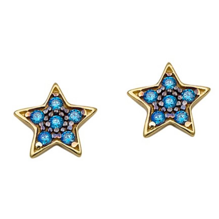 Yellow gold stud earrings with star 9CT HSH0157 