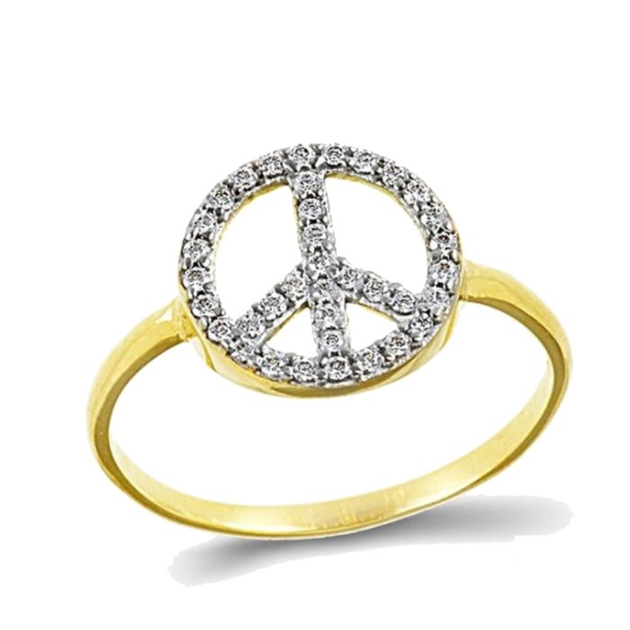 Women's yellow gold ring with the symbol of peace 9ct HDD0078