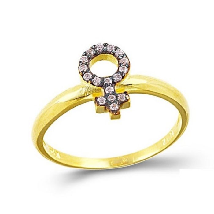 Women's yellow gold ring with the female symbol 9ct HDD0076 