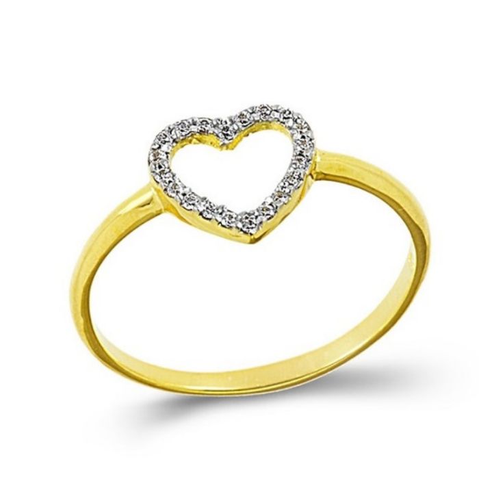 Women's yellow gold ring with a heart symbol 9ct HDD0075