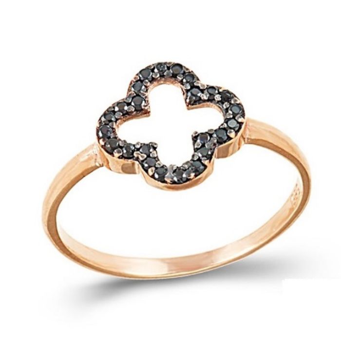Women's pink gold ring with cross 9ct HDD0074 