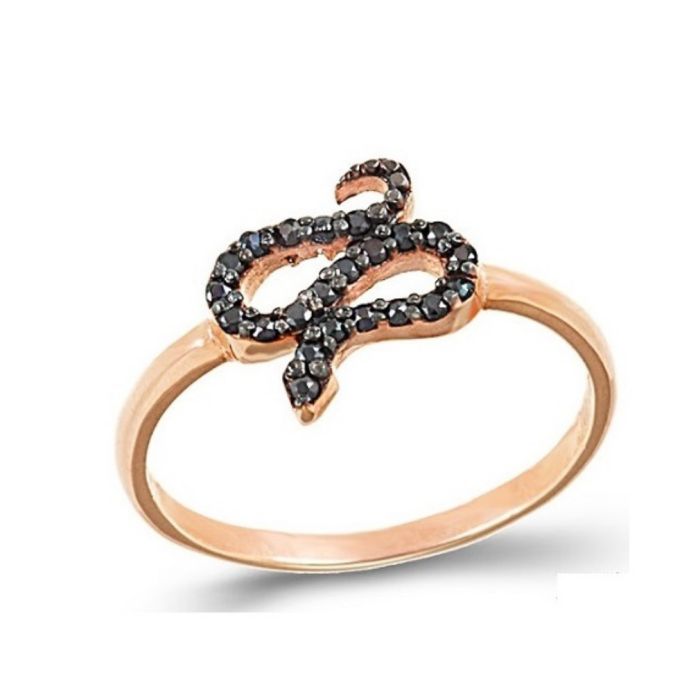 Women's pink gold ring with snake pattern 9ct HDD0069