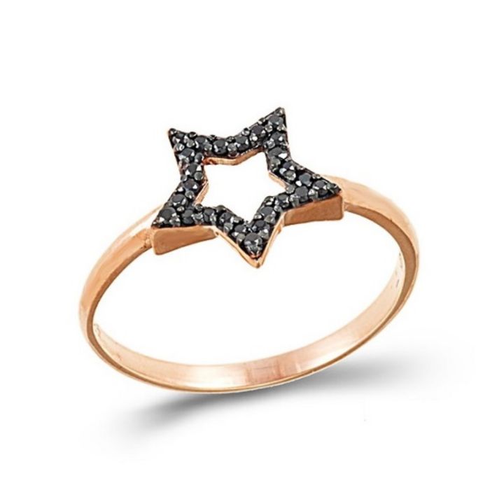 Women's pink gold ring with star 9k HDD0067