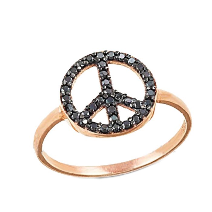 Women's rose gold ring with the symbol of peace HDD0064