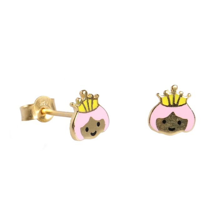 Kid's yellow gold earrings with princess 9CT HSL0004