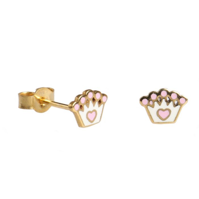 Kid's yellow gold earrings with crown 9CT HSL0005