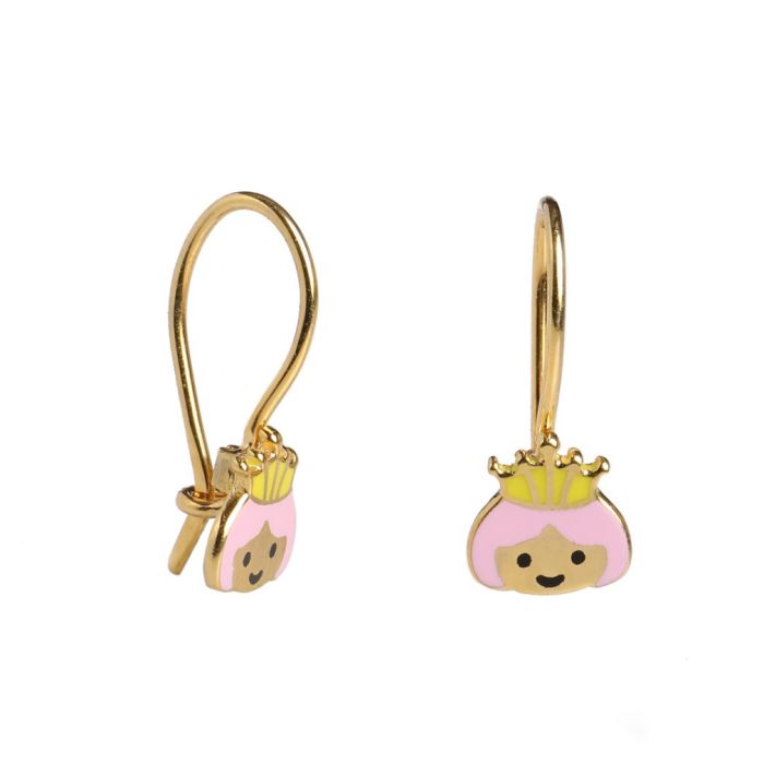 Kid's yellow gold earrings with princess 9CT HSL0003