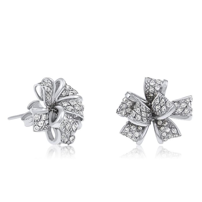White gold stud earrings with flower 9CT HSQ0002