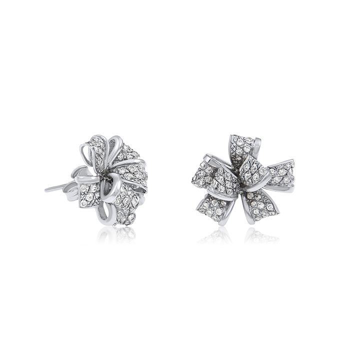 White gold stud earrings with flower 9CT HSQ0002