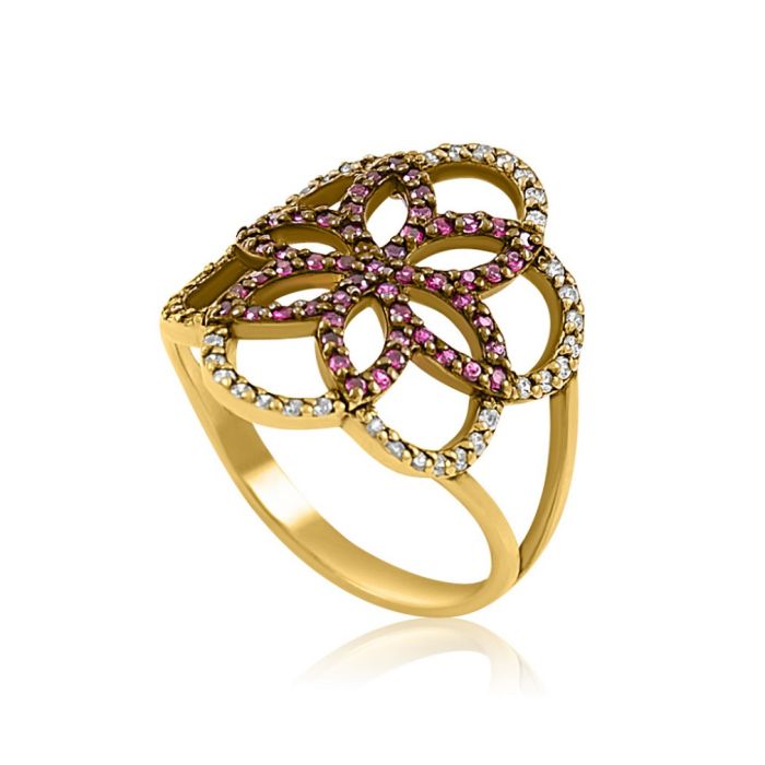Women's gold ring 9CT with a flower pattern HDH0050