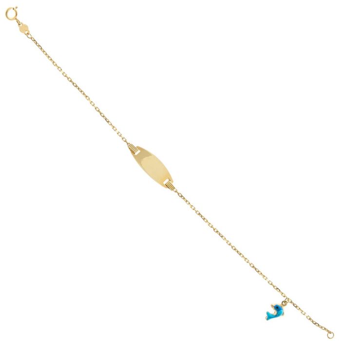 Children's ID gold 14CT with dolphin JHJ0002