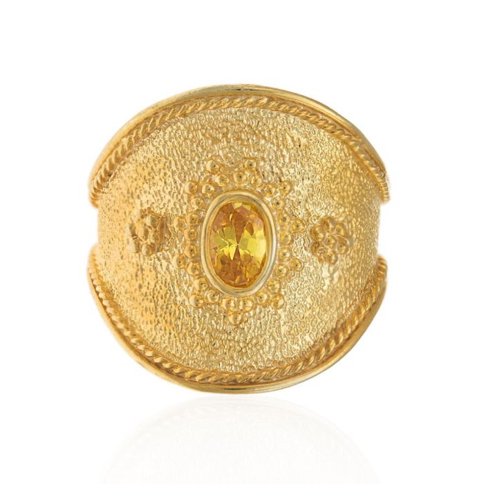 Women's byzantine silver ring with citrine WD00483