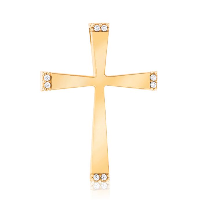 Women's yellow gold cross 14CT with zirkon ITR0045