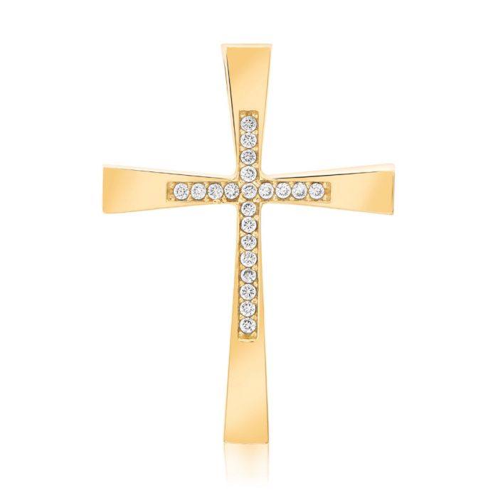 Women's yellow gold cross with zircon 14CT ITR0047