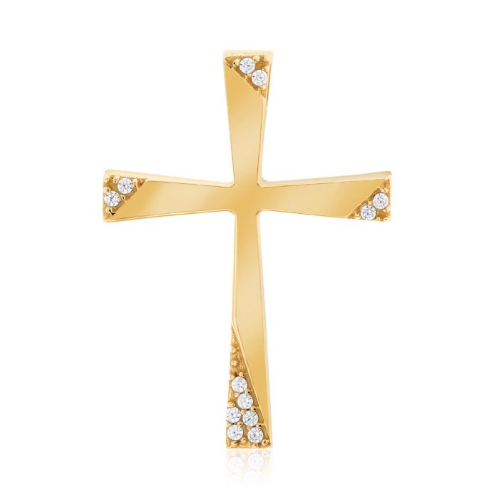 Women's yellow gold cross 14CT with zirkon ITR0050