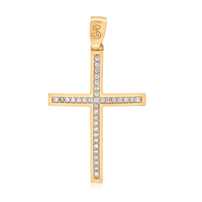 Women's yellow gold cross 14CT with zirkon ITR0051