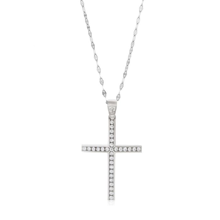 Women's white gold cross with zircon 14CT ITR0056