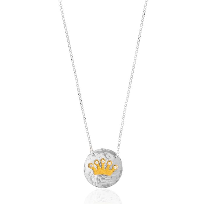 Women's silver necklace with crown WR00842