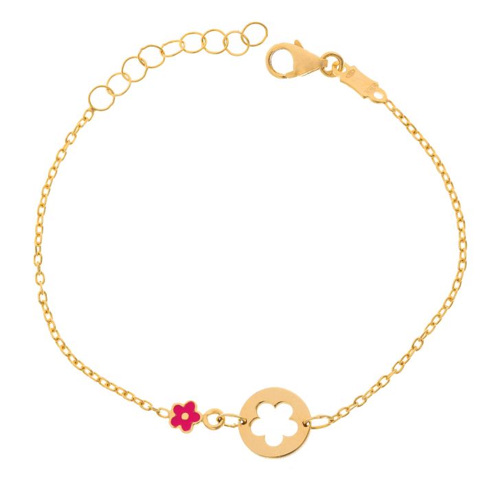 Children's gold bracelet 9CT with flowers HVR0007
