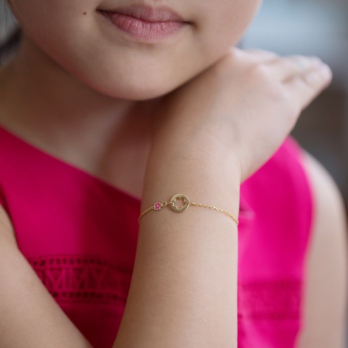 Children's gold bracelet 9CT with flowers HVR0007