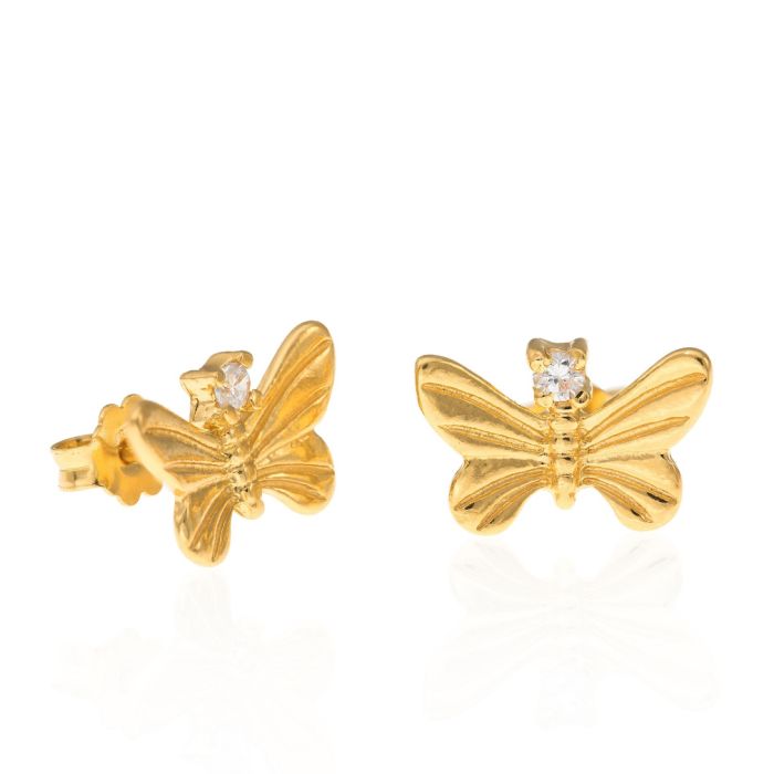 Gilded silver earring with butterfly and zircon WS00619