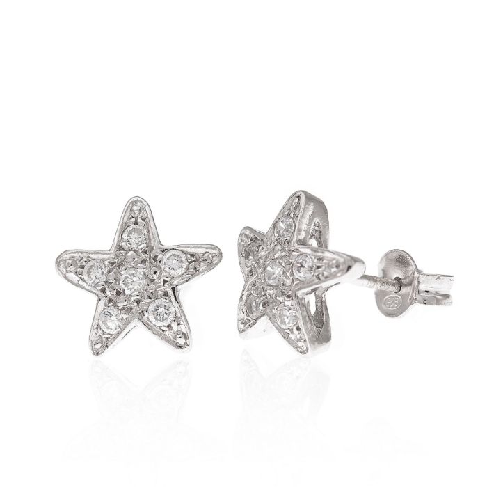 Women's silver earrings with stars WS00621