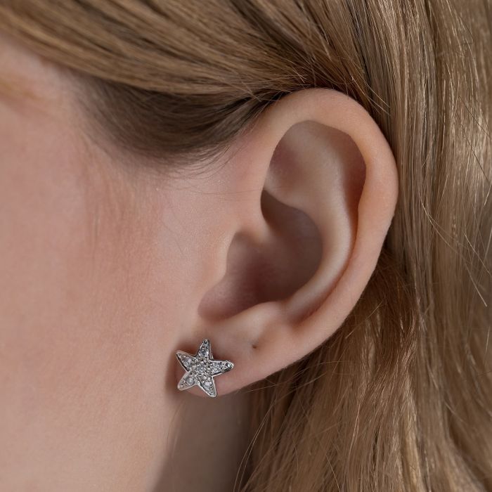 Women's silver earrings with stars WS00621